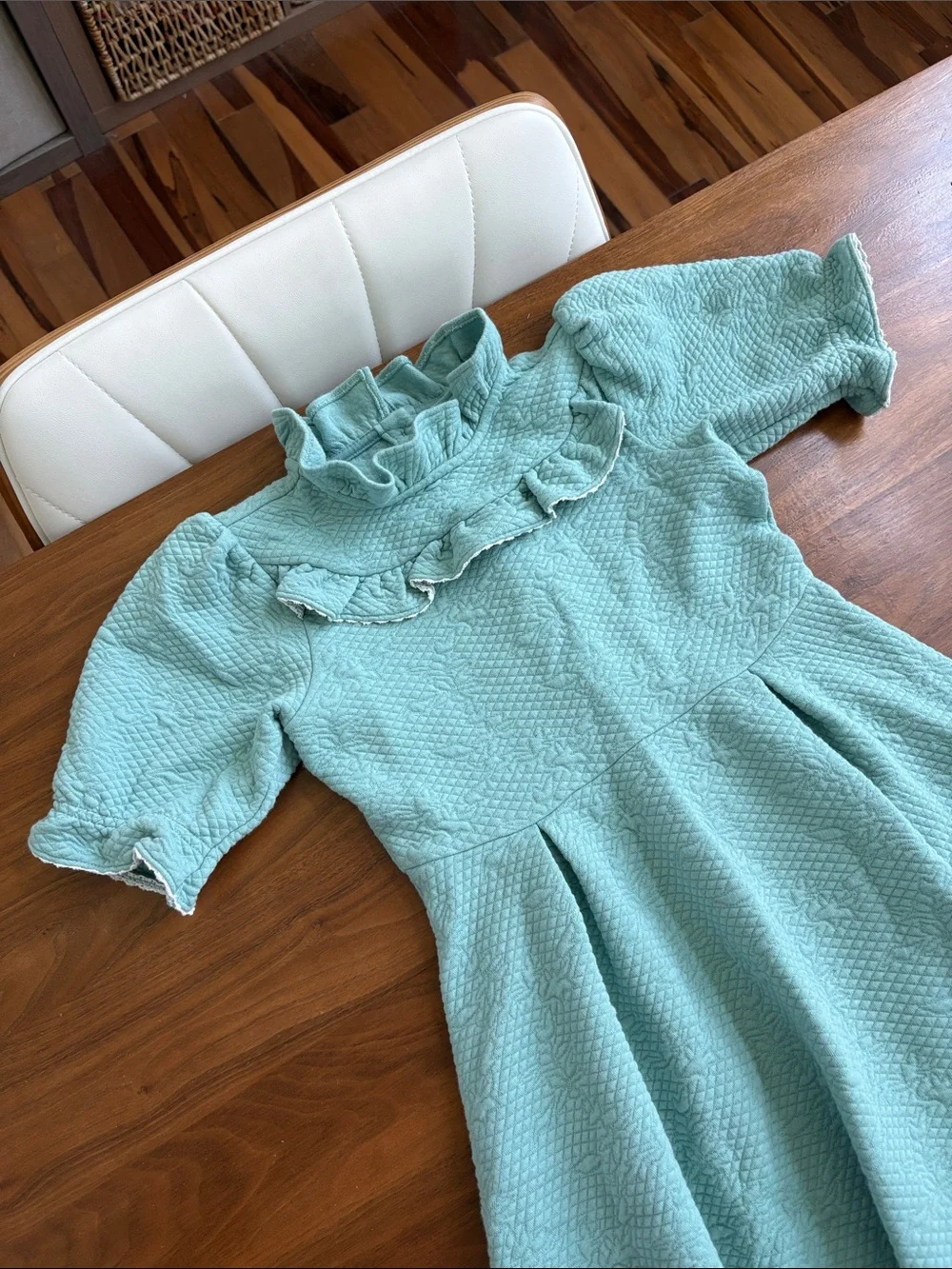 Janie & Jack Ruffle Jacquard Dress Sage Green Size 10